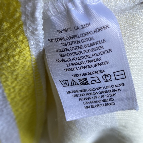 Anthropologie 9-H15 STCl Textured Yellow Striped Postage Fluttersleeve Top, Sz M - Picture 8 of 9